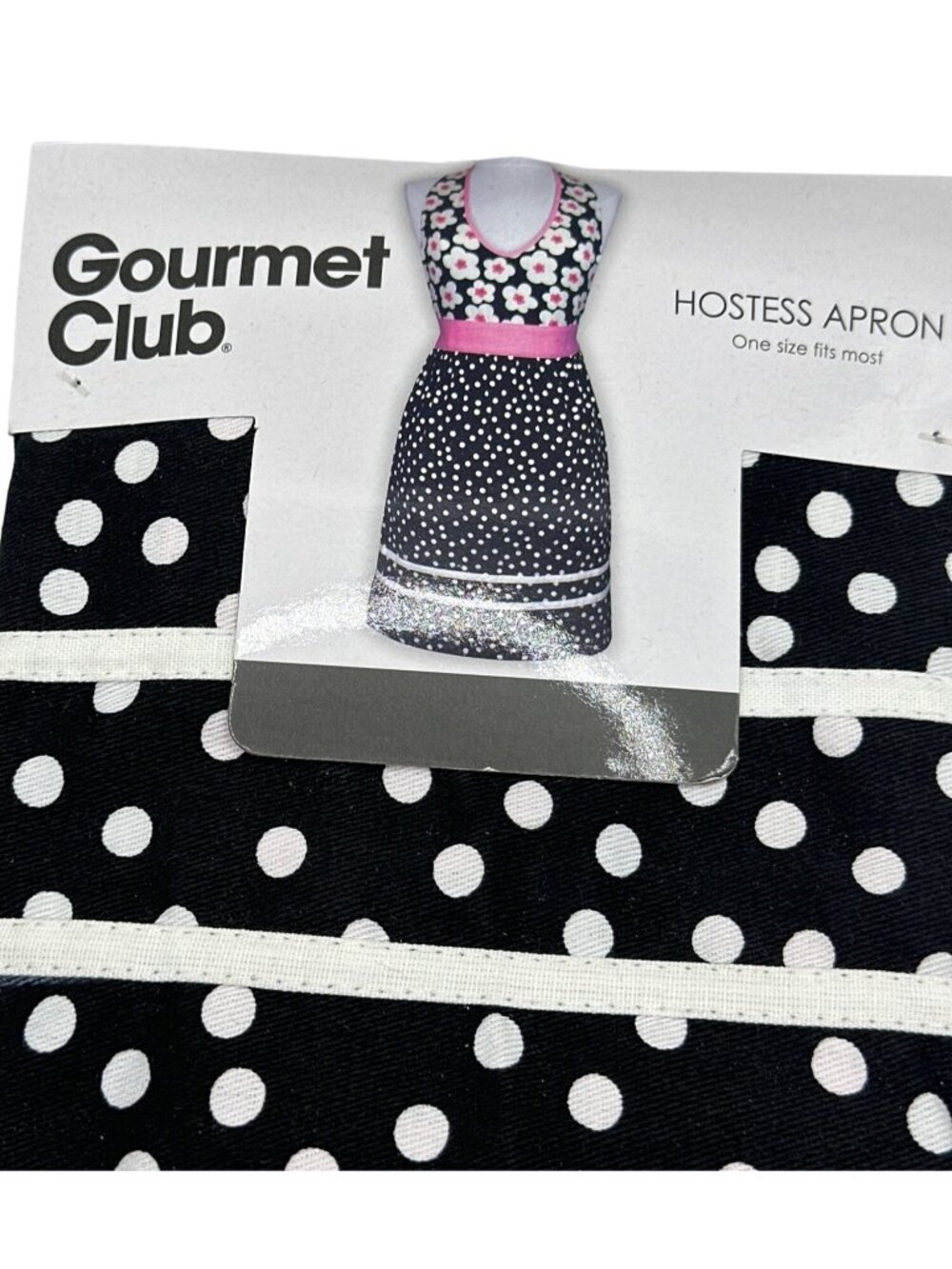 Vintage Inspo Hostess Apron One Size Polka Dot Black White Floral Retro Kitchen